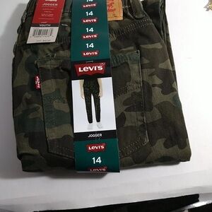 Levi's Youth Boy's Elastic Cuff Stretch Twill Jogger with Pockets Green Camo 14